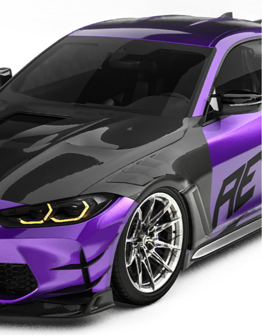 BMW M4 / M4C / M4CS G82 G83 2021-ON with Aftermarket Parts - ART Widebody Front Fenders Dry Pre-preg Carbon Fiber from ArmorExtend