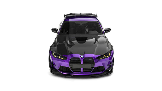 BMW M3CS M3C M3 G80 G81 2021-ON & M4CSL M4CS M4C M4 G82 G83 2021-ON with Aftermarket Parts - ART Vented Transparent Glass V2 Hood Bonnet Dry Pre-preg Carbon Fiber from ArmorExtend