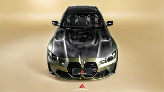 BMW M3CS M3C M3 G80 G81 2021-ON & M4CSL M4CS M4C M4 G82 G83 2021-ON with Aftermarket Parts - ART Vented Transparent Glass V2 Hood Bonnet Dry Pre-preg Carbon Fiber from ArmorExtend