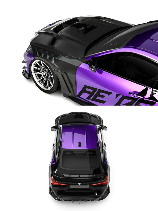 BMW M3CS M3C M3 G80 G81 2021-ON & M4CSL M4CS M4C M4 G82 G83 2021-ON with Aftermarket Parts - ART Vented Transparent Glass V2 Hood Bonnet Dry Pre-preg Carbon Fiber from ArmorExtend