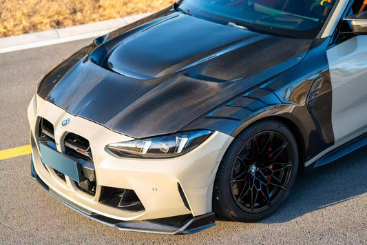 BMW M3CS M3C M3 G80 G81 2021-ON & M4CSL M4CS M4C M4 G82 G83 2021-ON with Aftermarket Parts - ART Vented V3 Style Hood Bonnet Dry Pre-preg Carbon Fiber from ArmorExtend