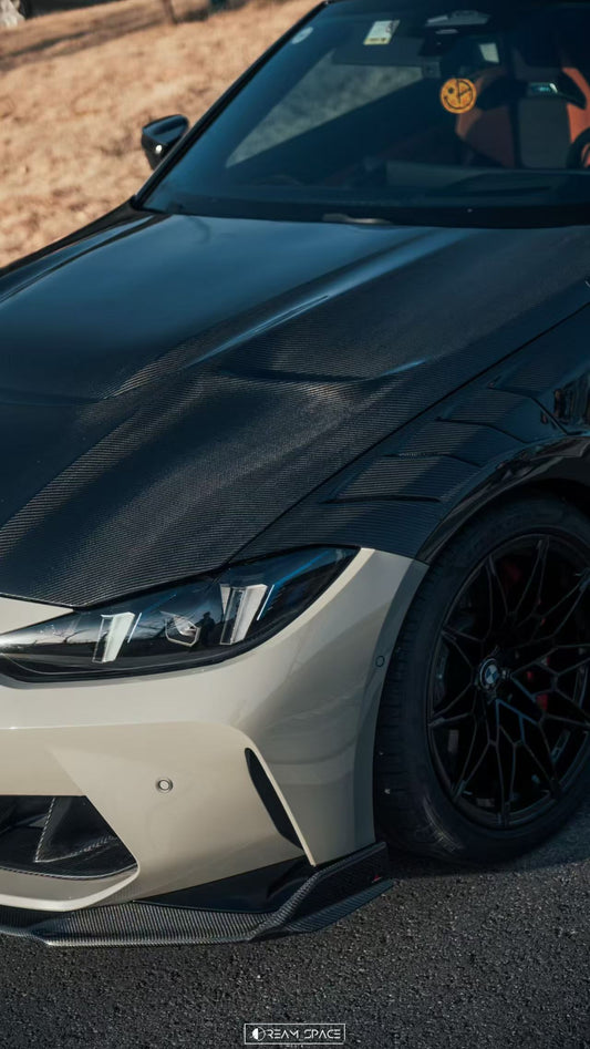 BMW M3CS M3C M3 G80 G81 2021-ON & M4CSL M4CS M4C M4 G82 G83 2021-ON with Aftermarket Parts - ART Vented V3 Style Hood Bonnet Dry Pre-preg Carbon Fiber from ArmorExtend