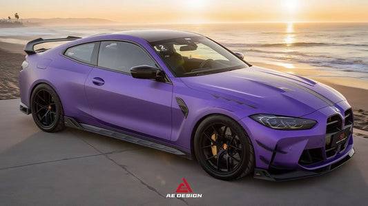 BMW M3 G80 G81 2021 2022 2023 2024 & M4 G82 G83 2021 2022 2023 2024 with Aftermarket Parts - AE Style Side Skirts Carbon Fiber from ArmorExtend