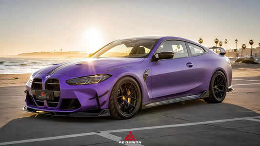 BMW M3 G80 G81 2021 2022 2023 2024 & M4 G82 G83 2021 2022 2023 2024 with Aftermarket Parts - AE Style Side Skirts Carbon Fiber from ArmorExtend