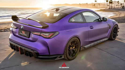 BMW M4 G82 2021 2022 2023 2024 & 4 Series G22 430i M440i 2020 2021 2022 2023 2024 with Aftermarket Parts - AE Style Rear Wing Carbon Fiber from ArmorExtend