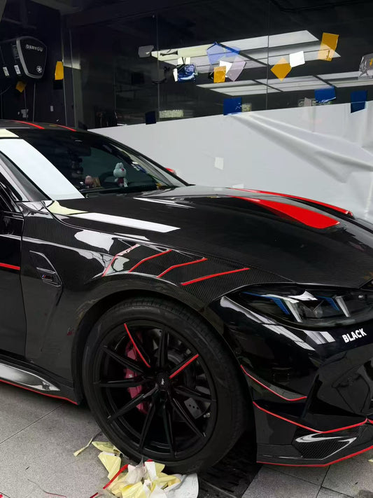 BMW M3 G80 G81 2021-ON & M4 G82 G83 2021-ON with Aftermarket Parts - Venom Sport Series Style Front Canards Dry Pre-preg Carbon Fiber from ArmorExtend