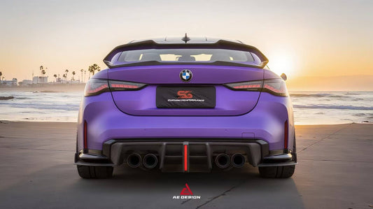 BMW M4 G82 2021 2022 2023 2024 & 4 Series G22 430i M440i 2020 2021 2022 2023 2024 with Aftermarket Parts - AE Style Rear Wing Carbon Fiber from ArmorExtend