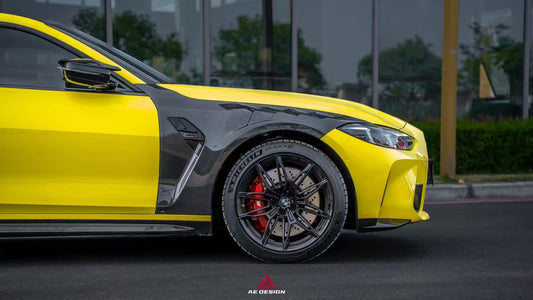 BMW M3 G80 G81 2021 2022 2023 2024 & M4 G82 G83 2021 2022 2023 2024 with Aftermarket Parts - AE Style Front Fenders Carbon Fiber from ArmorExtend
