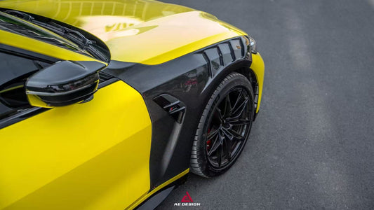BMW M3 G80 G81 2021 2022 2023 2024 & M4 G82 G83 2021 2022 2023 2024 with Aftermarket Parts - AE Style Front Fenders Carbon Fiber from ArmorExtend