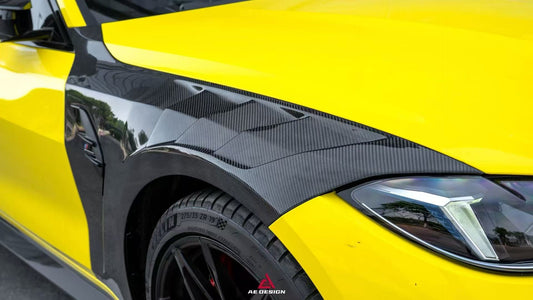 BMW M3 G80 G81 2021 2022 2023 2024 & M4 G82 G83 2021 2022 2023 2024 with Aftermarket Parts - AE Style Front Fenders Carbon Fiber from ArmorExtend