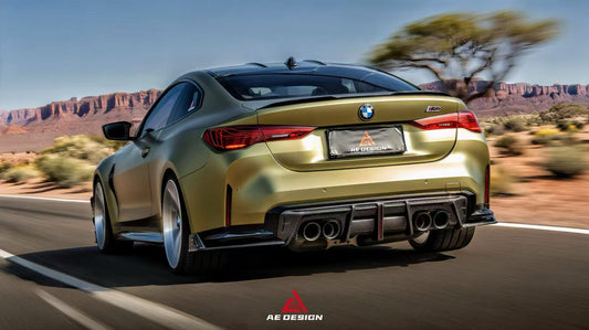 BMW M3 G80 G81 & M4 G82 G83 2021-ON with Aftermarket Parts - V3 Rear Diffuser & Rear Canards Dry Pre-preg Carbon Fiber from ArmorExtend