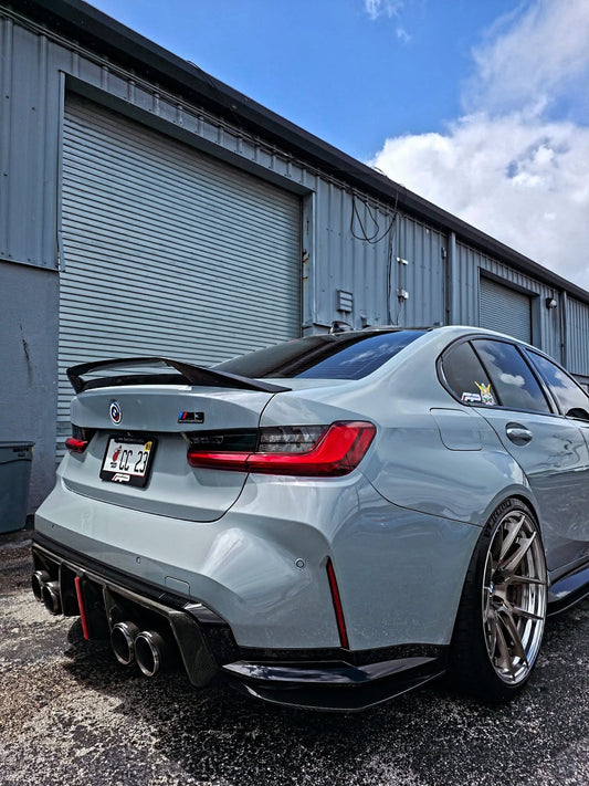 BMW M3 G80 G81 2021 2022 2023 2024 & M4 G82 G83 2021 2022 2023 2024 with Aftermarket Parts - AE V2 Style Rear Diffuser & Canards Carbon Fiber from ArmorExtend
