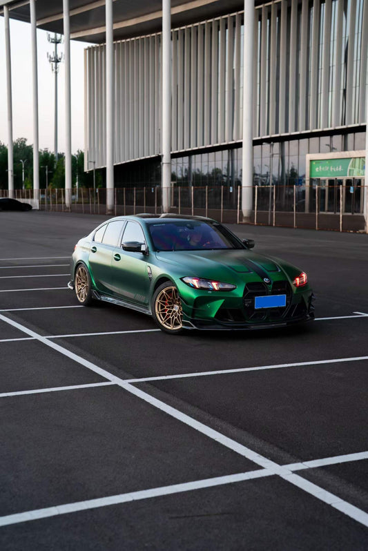 BMW M3 G80 G81 2021 2022 2023 2024 & M4 G82 G83 2021 2022 2023 2024 with Aftermarket Parts - AE V2 Style Front Canards Carbon Fiber from ArmorExtend