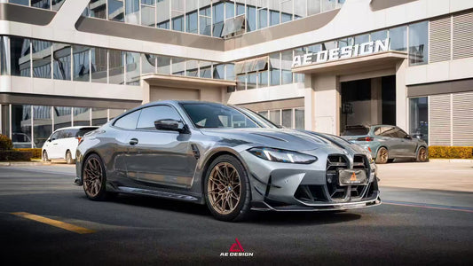 BMW M3 G80 G81 2021 2022 2023 2024 & M4 G82 G83 2021 2022 2023 2024 with Aftermarket Parts - AE Style Side Skirts Carbon Fiber from ArmorExtend