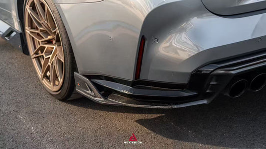 BMW M3 G80 G81 & M4 G82 G83 2021-ON with Aftermarket Parts - V3 Rear Diffuser & Rear Canards Dry Pre-preg Carbon Fiber from ArmorExtend
