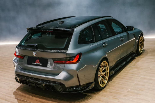 BMW M3 G80 G81 2021 2022 2023 2024 M4 G82 G83 2021 2022 2023 2024 with Aftermarket Parts - AE Style Rear Diffuser & Canards Carbon Fiber from ArmorExtend