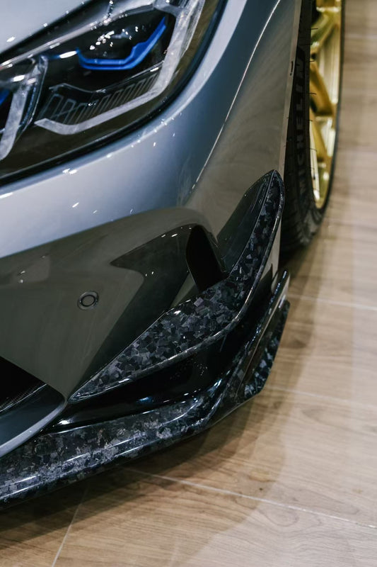 BMW M3 G80 G81 2021 2022 2023 2024 & M4 G82 G83 2021 2022 2023 2024 with Aftermarket Parts - AE Style Front Canards Carbon Fiber from ArmorExtend