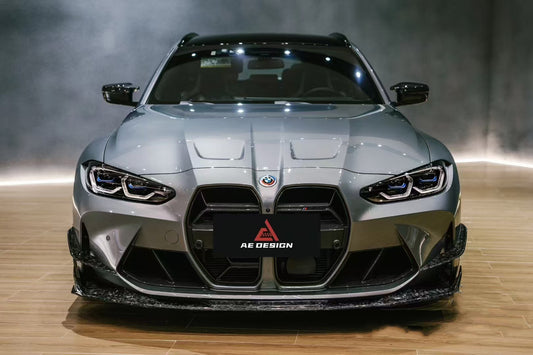 BMW M3 G80 G81 2021 2022 2023 2024 & M4 G82 G83 2021 2022 2023 2024 with Aftermarket Parts - AE Style Front Canards Carbon Fiber from ArmorExtend