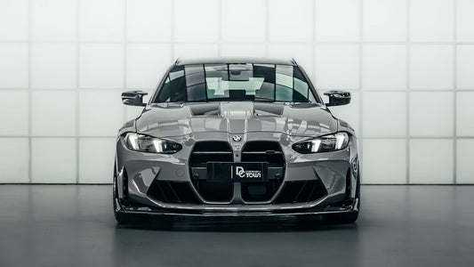 BMW M3 G80 G81 2021 2022 2023 2024 & M4 G82 G83 2021 2022 2023 2024 with Aftermarket Parts - AE V2 Style Front Lip Pre-preg Carbon Fiber from ArmorExtend