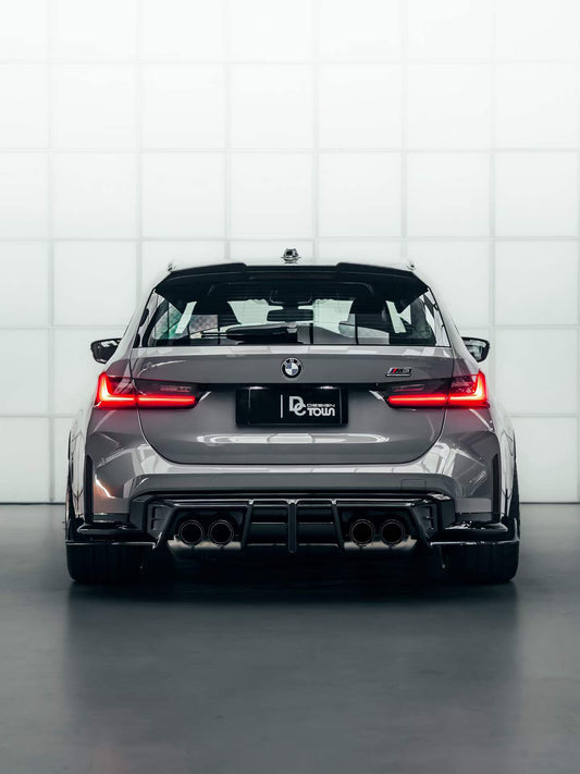 BMW M3 G80 G81 & M4 G82 G83 2021-ON with Aftermarket Parts - V3 Rear Diffuser & Rear Canards Dry Pre-preg Carbon Fiber from ArmorExtend