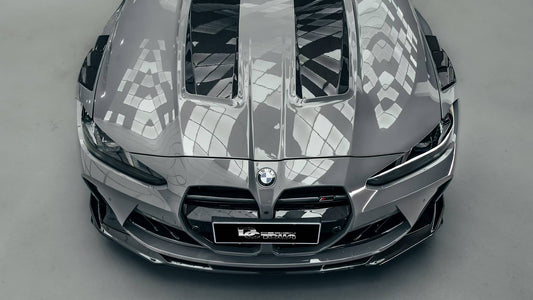 BMW M3 G80 G81 2021 2022 2023 2024 & M4 G82 G83 2021 2022 2023 2024 with Aftermarket Parts - AE V2 Style Front Lip Pre-preg Carbon Fiber from ArmorExtend