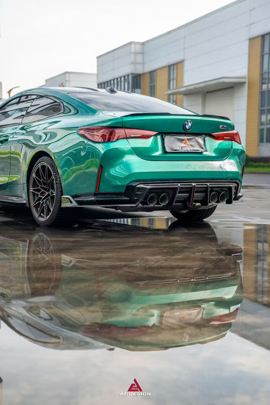 BMW M3 G80 G81 & M4 G82 G83 2021-ON with Aftermarket Parts - V3 Rear Diffuser & Rear Canards Dry Pre-preg Carbon Fiber from ArmorExtend