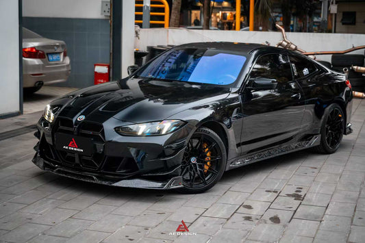 BMW M3 G80 G81 2021 2022 2023 2024 & M4 G82 G83 2021 2022 2023 2024 with Aftermarket Parts - AE V1 Style Front Lip Carbon Fiber from ArmorExtend