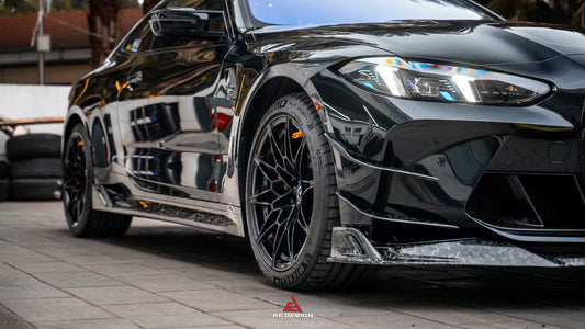 BMW M3 G80 G81 2021 2022 2023 2024 & M4 G82 G83 2021 2022 2023 2024 with Aftermarket Parts - AE V1 Style Front Lip Carbon Fiber from ArmorExtend