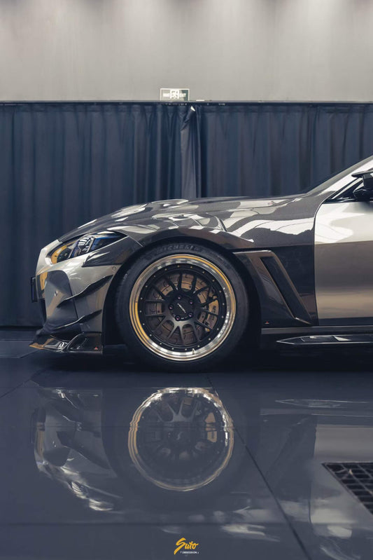 BMW M4 / M4C / M4CS G82 G83 2021-ON with Aftermarket Parts - ART Widebody Front Fenders Dry Pre-preg Carbon Fiber from ArmorExtend