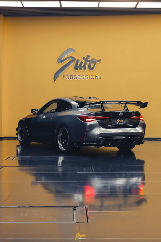 BMW M4 G82 2021-ON & 4 Series G22 430i M440i 2020-ON with Aftermarket Parts - GT Rear Wing Dry Pre-preg Carbon Fiber from ArmorExtend