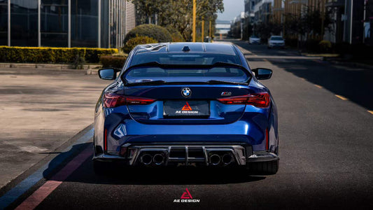 BMW M4 G82 2021 2022 2023 2024 & 4 Series G22 430i M440i 2020 2021 2022 2023 2024 with Aftermarket Parts - AE Style Rear Wing Carbon Fiber from ArmorExtend