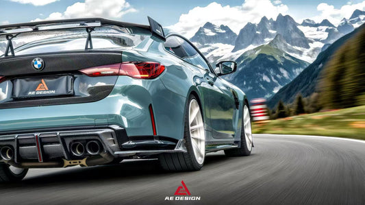 BMW M3 G80 G81 & M4 G82 G83 2021-ON with Aftermarket Parts - V3 Rear Diffuser & Rear Canards Dry Pre-preg Carbon Fiber from ArmorExtend
