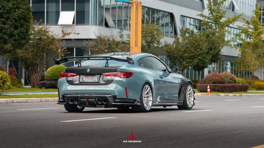 BMW M3 G80 G81 & M4 G82 G83 2021-ON with Aftermarket Parts - V3 Rear Diffuser & Rear Canards Dry Pre-preg Carbon Fiber from ArmorExtend