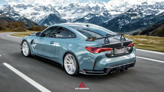 BMW M3 G80 G81 & M4 G82 G83 2021-ON with Aftermarket Parts - V3 Rear Diffuser & Rear Canards Dry Pre-preg Carbon Fiber from ArmorExtend