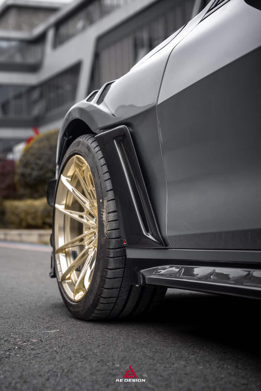 BMW M3 G80 G81 2021 2022 2023 2024 & M4 G82 G83 2021 2022 2023 2024 with Aftermarket Parts - AE Style Side Skirts Carbon Fiber from ArmorExtend