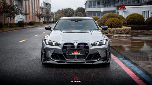 BMW M3 G80 G81 2021 2022 2023 2024 & M4 G82 G83 2021 2022 2023 2024 with Aftermarket Parts - AE V2 Style Front Canards Carbon Fiber from ArmorExtend
