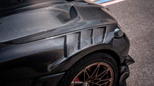 BMW M4 / M4C / M4CS G82 G83 2021-ON with Aftermarket Parts - ART Widebody Front Fenders Dry Pre-preg Carbon Fiber from ArmorExtend