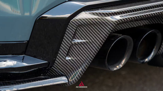 BMW M3 G80 G81 & M4 G82 G83 2021-ON with Aftermarket Parts - V3 Rear Diffuser & Rear Canards Dry Pre-preg Carbon Fiber from ArmorExtend