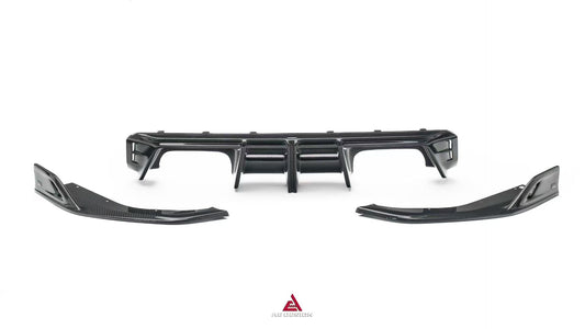 BMW M3 G80 G81 & M4 G82 G83 2021-ON with Aftermarket Parts - V3 Rear Diffuser & Rear Canards Dry Pre-preg Carbon Fiber from ArmorExtend