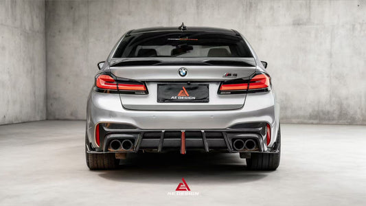 BMW M5/M5C F90 (Fits Both Pre-LCI & LCI) 2018 2019 2020 2021 2022 2023 2024 & 5 Series G30 540i (With M-Package Bumper) M550i (Fits Both Pre-LCI & LCI) 2017 2018 2019 2020 2021 2022 2023 2024 with Aftermarket Parts - AE Rear Diffuser Carbon Fiber from ArmorExtend