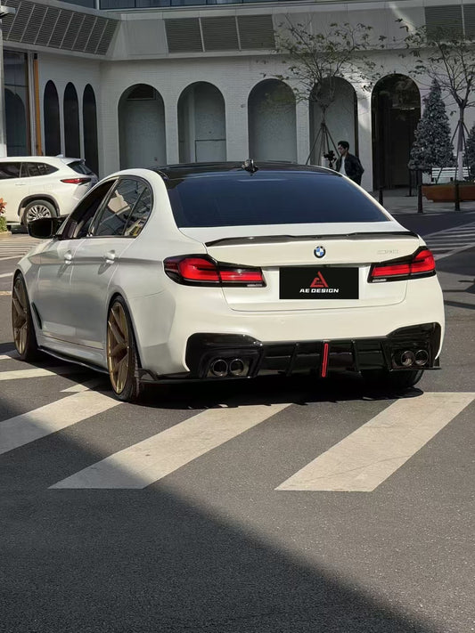 BMW M5/M5C F90 (Fits Both Pre-LCI & LCI) 2018 2019 2020 2021 2022 2023 2024 & 5 Series 540i M550i (With M-Package Bumper) G30 G31 (Fits Both Pre-LCI & LCI) 2017 2018 2019 2020 2021 2022 2023 2024 with Aftermarket Parts - AE Rear Diffuser & Canards ABS from ArmorExtend