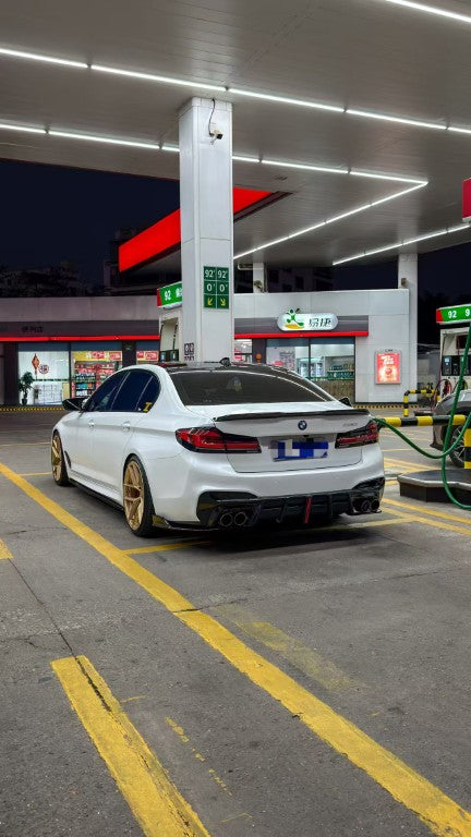 BMW M5/M5C F90 (Fits Both Pre-LCI & LCI) 2018-ON & 5 Series G30 540i M550i (With M-Package Bumper) G30 G31 (Fits Both Pre-LCI & LCI) 2017-ON with Aftermarket Parts - AE Style ABS Rear Diffuser & Rear Canards from ArmorExtend
