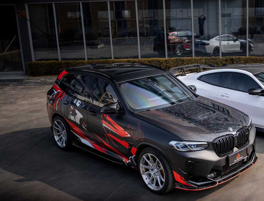 BMW X3M X3MC F97 LCI 2022 2023 2024 & X4M X4MC F98 LCI 2022 2023 2024 with Aftermarket Parts - AE Front Lip Carbon Fiber from ArmorExtend