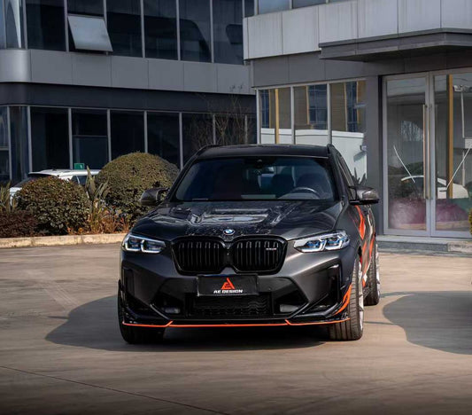 BMW X3M X3MC F97 LCI 2022 2023 2024 & X4M X4MC F98 LCI 2022 2023 2024 with Aftermarket Parts - AE Front Lip Carbon Fiber from ArmorExtend