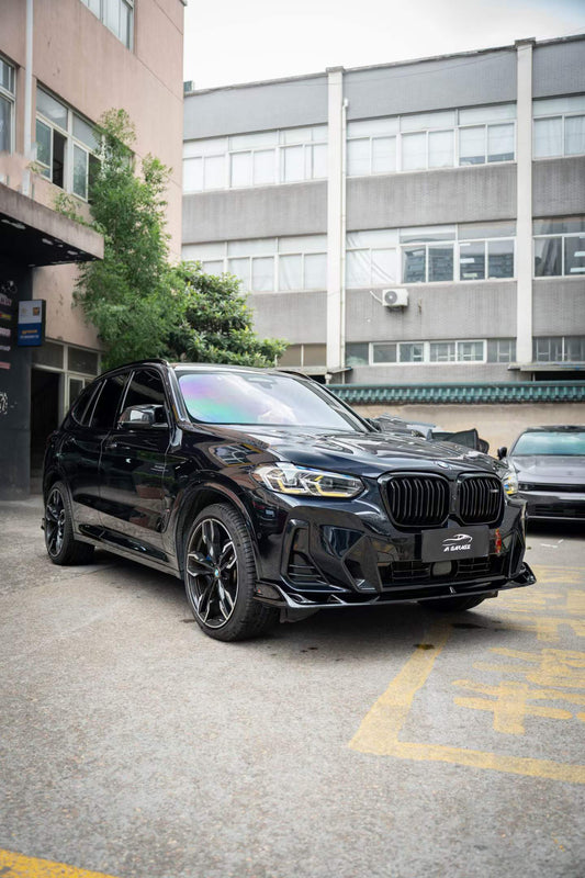 BMW X3 s/x Drive 30i (with M-Package Bumper) & M40i G01 LCI 2022 2023 2024 & X4 xDrive 30i (with M-Package Bumper) & M40i G02 LCI 2022 2023 2024 with Aftermarket Parts - Plustic Style Front Lip ABS from ArmorExtend