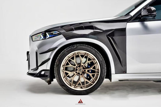 BMW X5 G05 M50i X/S Drive 40i (with M-Package) (Fits Both Pre-LCI & LCI) 2019 2020 2021 2022 2023 2024 & X5M X5MC F95 (Fits Both Pre-LCI & LCI) 2020 2021 2022 2023 2024 with Aftermarket Parts - AE Front Fenders Pre-Preg Carbon Fiber from ArmorExtend