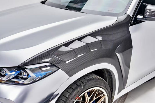 BMW X5 G05 M50i X/S Drive 40i (with M-Package) (Fits Both Pre-LCI & LCI) 2019 2020 2021 2022 2023 2024 & X5M X5MC F95 (Fits Both Pre-LCI & LCI) 2020 2021 2022 2023 2024 with Aftermarket Parts - AE Front Fenders Pre-Preg Carbon Fiber from ArmorExtend