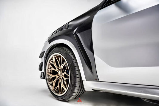 BMW X5 G05 M50i X/S Drive 40i (with M-Package) (Fits Both Pre-LCI & LCI) 2019 2020 2021 2022 2023 2024 & X5M X5MC F95 (Fits Both Pre-LCI & LCI) 2020 2021 2022 2023 2024 with Aftermarket Parts - AE Front Fenders Pre-Preg Carbon Fiber from ArmorExtend
