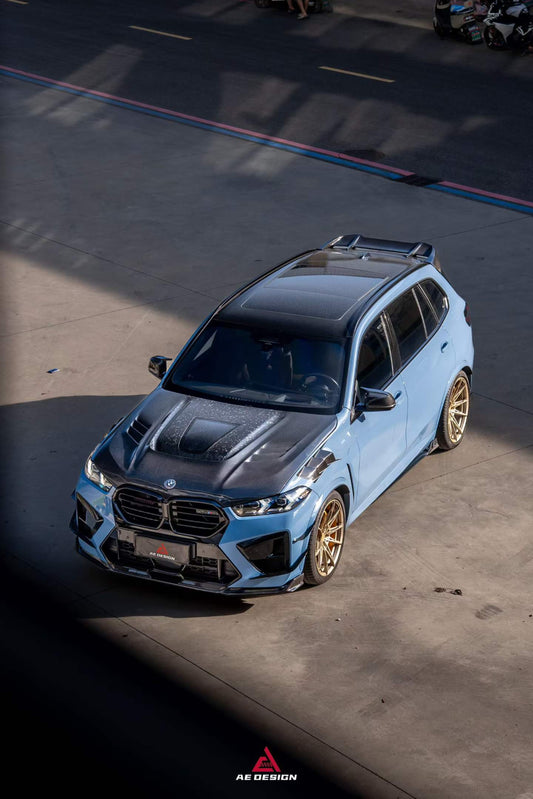 BMW X5M X5MC F95 & X6M X6MC F96 2024-ON (LCI) With Aftermarket Parts - AE Style Front Lip Pre-preg Carbon Fiber from ArmorExtend