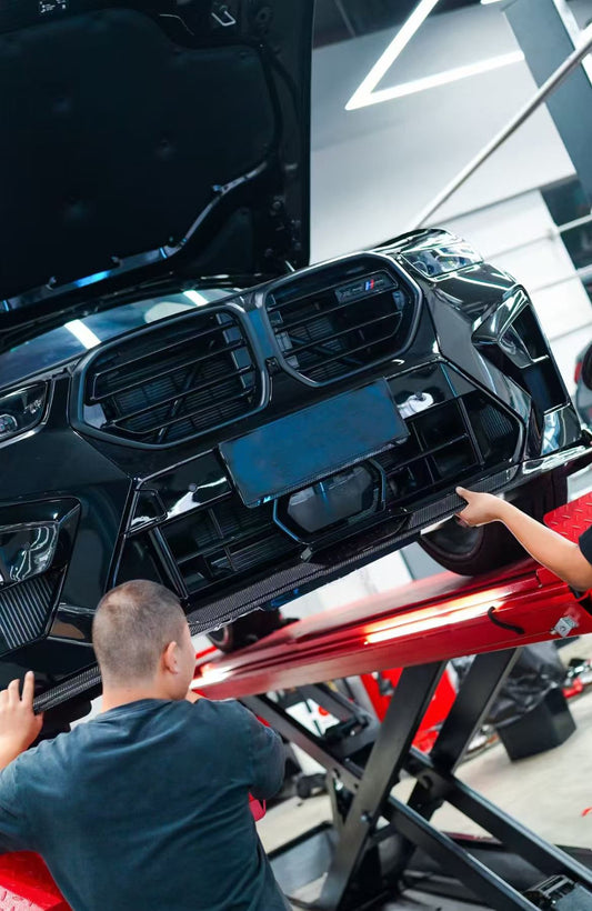 BMW X5M X5MC F95 & X6M X6MC F96 2024-ON (LCI) With Aftermarket Parts - AE Style Front Lip Pre-preg Carbon Fiber from ArmorExtend